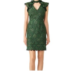Holiday Party Dress - Adelyn Rae Dress Small Green Lace Sheath Cutout Mini